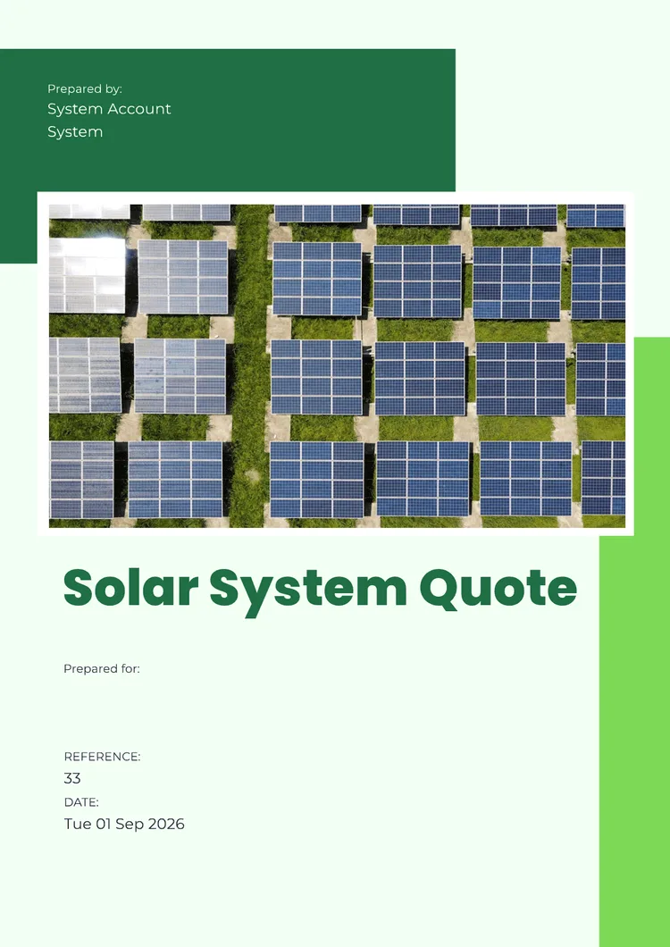 First page of the QuoteCloud Solar System Quote Template